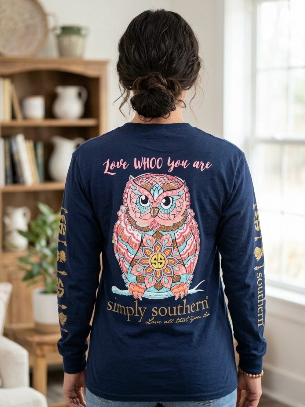 Simply Southern Navy Love Whoo You Are Long Sleeve Tee Shirt